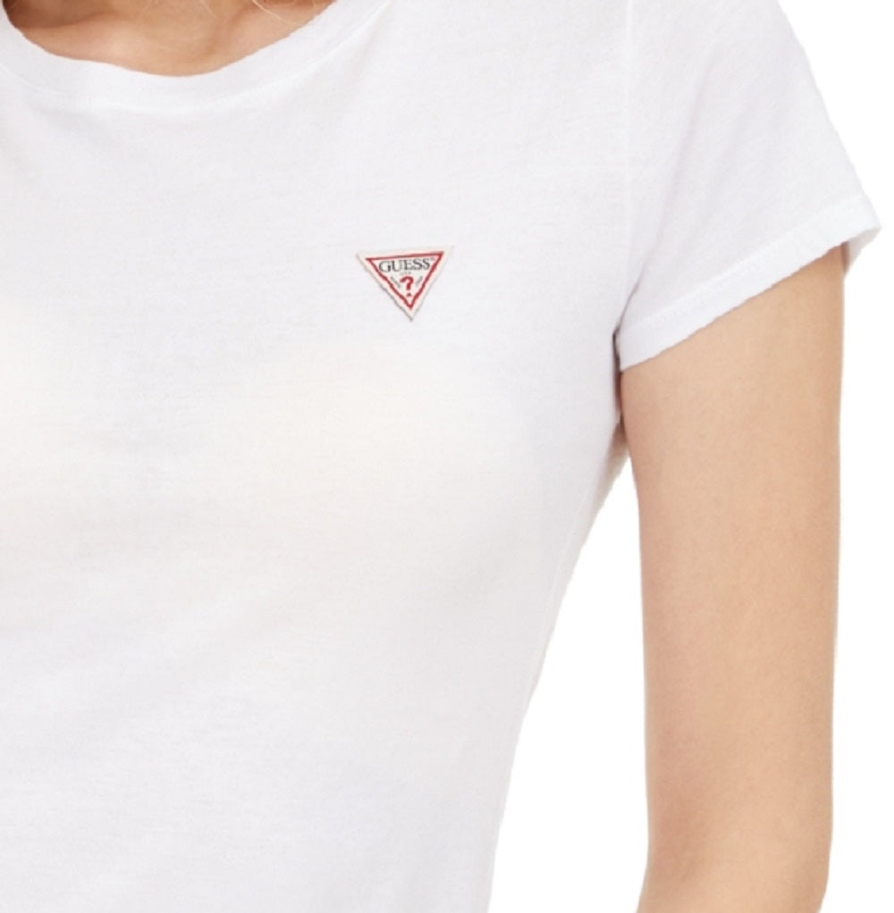 Camiseta feminina com logo GUESS, branca, tamanho médio