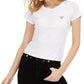 Camiseta feminina com logo GUESS, branca, tamanho médio
