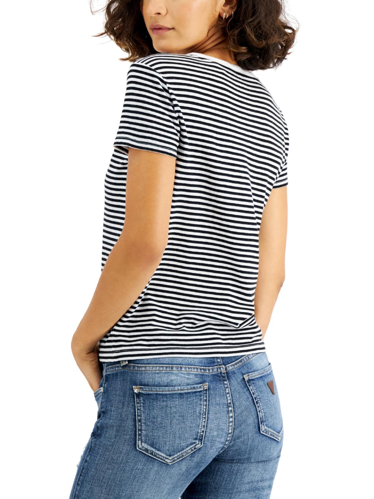 Camiseta feminina com logo GUESS, preta, tamanho pequeno