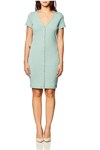 Vestido Henley canelado Eco Raylynn GUESS feminino, verde, tamanho pequeno