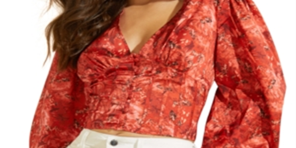 Blusa feminina GUESS Erika com botões florais, rosa, tamanho grande