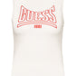 Blusa feminina sem mangas com decote falso e logotipo GUESS, branca, tamanho grande
