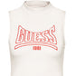 Blusa feminina sem mangas com decote falso e logotipo GUESS, branca, tamanho grande