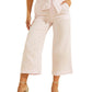 Calça culotte feminina GUESS Tessa Linen Rosa Tamanho Grande