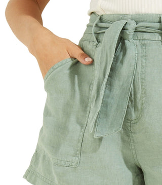 GUESS Shorts cargo femininos Brynn com cinto de linho, verde, tamanho grande