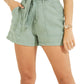 GUESS Shorts cargo femininos Brynn com cinto de linho, verde, tamanho grande