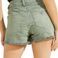 Shorts jeans feminino GUESS com zíper elástico, bolsos, bainha desfiada, cintura alta, tamanho 29, verde