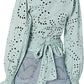 Blusa envolvente feminina GUESS Kamy com ilhós e amarração frontal, verde, tamanho M