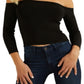 Top curto feminino GUESS ombro a ombro, preto, tamanho grande