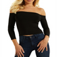 Top curto feminino GUESS ombro a ombro, preto, tamanho grande