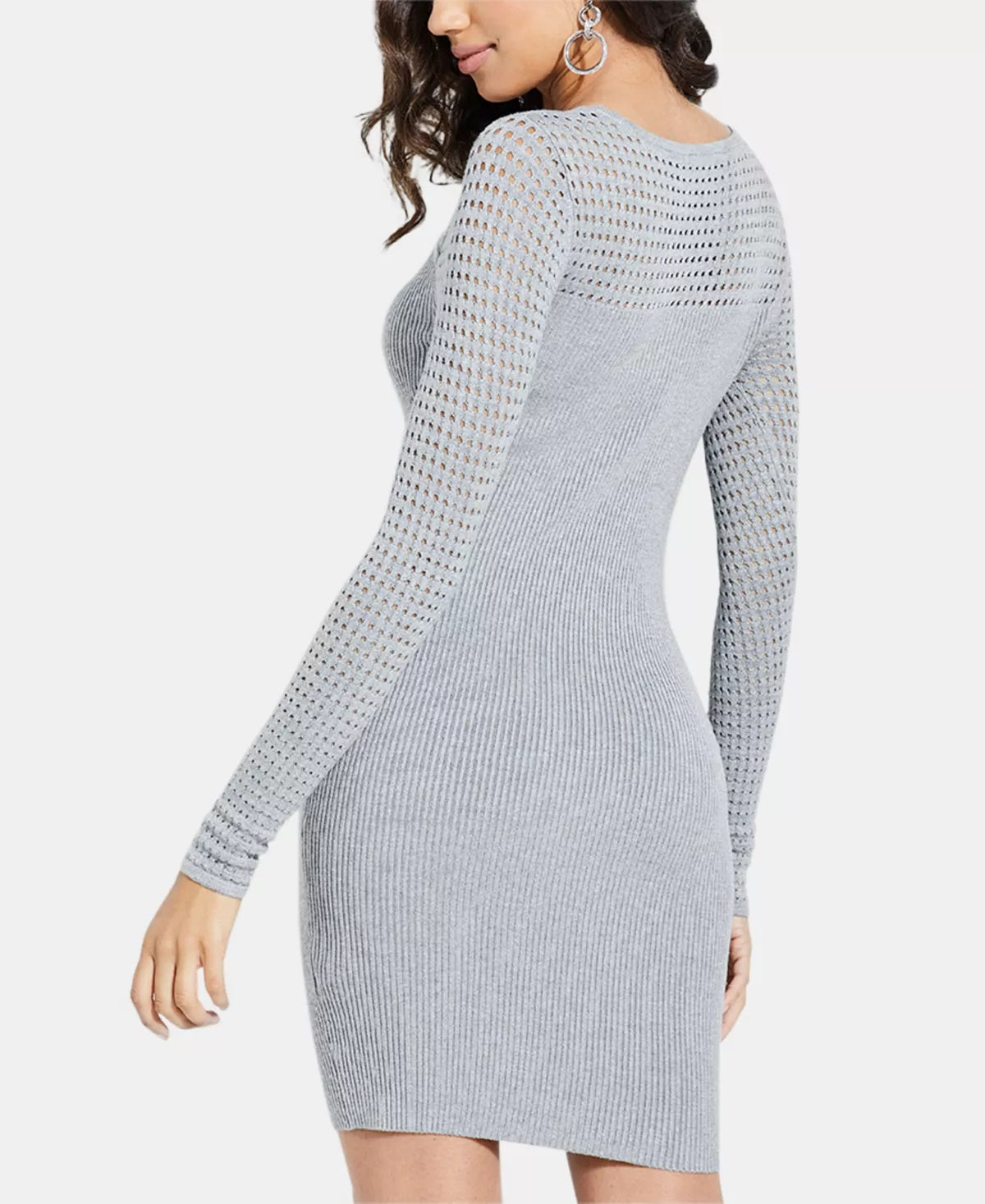 Vestido justo Allison recortado GUESS feminino, cinza, tamanho médio