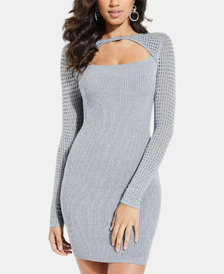 Vestido justo Allison recortado GUESS feminino, cinza, tamanho médio