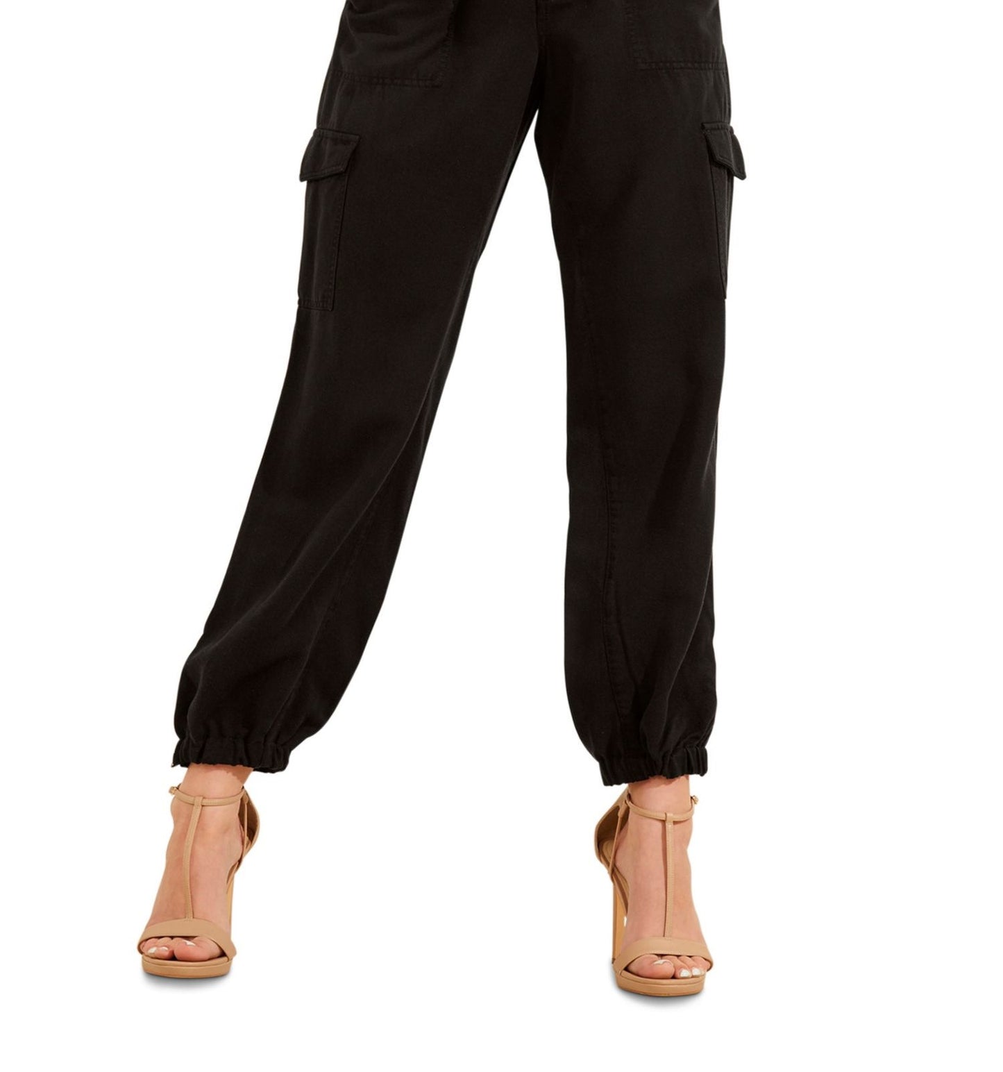 Calça cargo feminina Bowie da GUESS, preta, tamanho 28