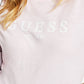 Camiseta feminina GUESS com estampa de logotipo e punho enrolado, rosa, tamanho grande