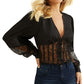 Blusa espartilho de renda Amira feminina GUESS preta tamanho grande