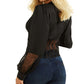 Blusa espartilho de renda Amira feminina GUESS preta tamanho grande