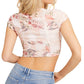 GUESS Amina Linen Short Cropped Feminino Rosa Tamanho P
