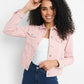 Jaqueta Trucker Jeans Stevie Feminina GUESS Rosa Tamanho P