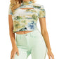 Blusa recortada Gwen feminina GUESS, verde, tamanho pequeno