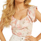 Blusa estampada com babados duplos Veronika GUESS feminina, rosa, tamanho médio