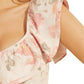Blusa estampada com babados duplos Veronika GUESS feminina, rosa, tamanho médio