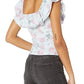Blusa estampada com babados duplos Veronika GUESS feminina, azul, tamanho X-S