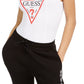 Body feminino clássico com logo triangular GUESS, branco, tamanho grande