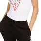 Body feminino clássico com logo triangular GUESS, branco, tamanho pequeno