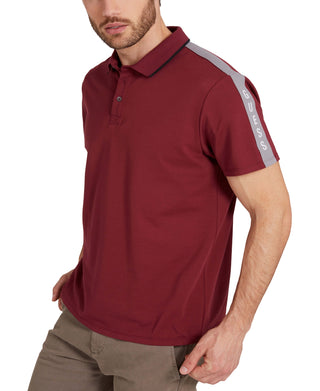 Camisa polo masculina GUESS com estampa de logotipo em piquê, vermelha, tamanho XX-G