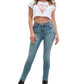 Calça jeans skinny feminina GUESS de cintura alta e comprimento até o tornozelo, azul, tamanho 26