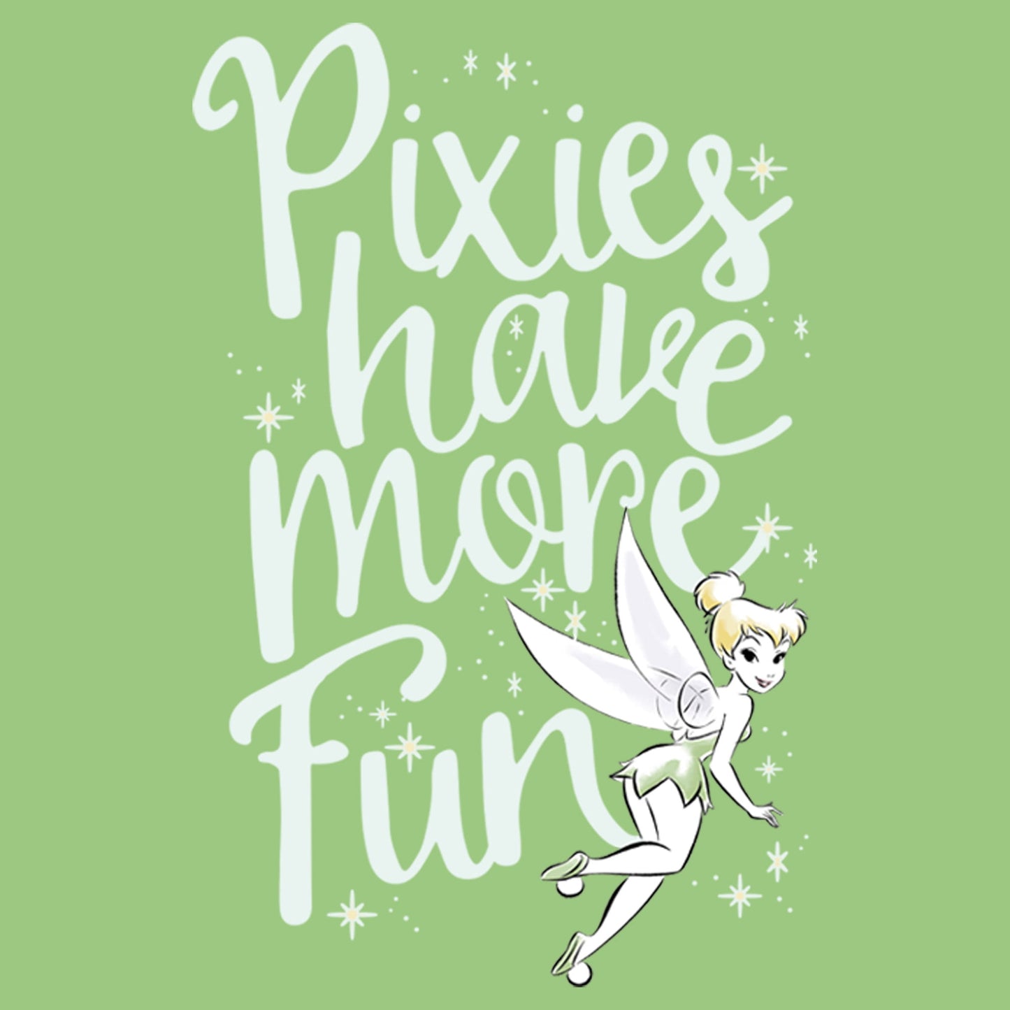 Camiseta estampada Disney Girl's Tinkerbell Pixies Have More Fun, verde, tamanho médio