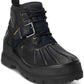 Ralph Lauren Botas Masculinas Impermeáveis ​​de Couro com Fivela Accent Oslo e Bico Redondo, com Cadarço e Plataforma, Pretas