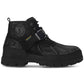 Ralph Lauren Botas Masculinas Impermeáveis ​​de Couro com Fivela Accent Oslo e Bico Redondo, com Cadarço e Plataforma, Pretas