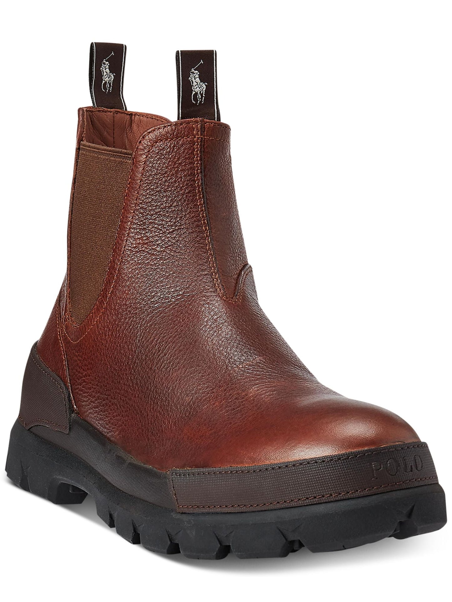 Polo Ralph Lauren Masculino Treaded Comfort Oslo Bico Redondo Cunha Couro Chelsea Marrom Tamanho 11,5 D