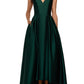 Vestido de baile Betsy &amp; Adam feminino de cetim alto e baixo, verde, tamanho 4