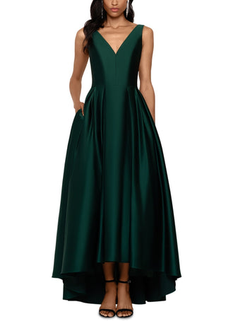 Vestido de baile Betsy &amp; Adam feminino de cetim alto e baixo, verde, tamanho 4