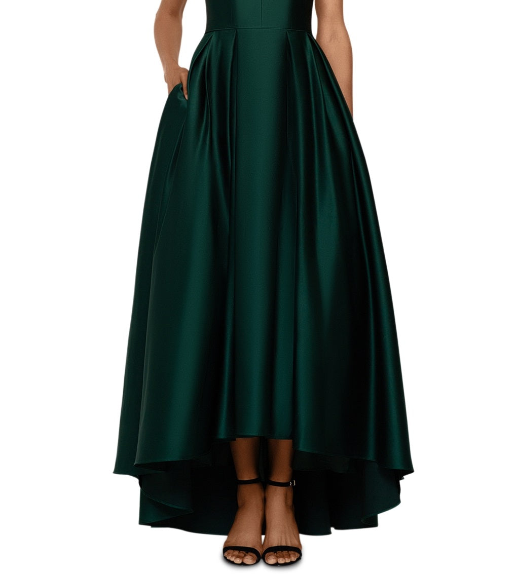 Vestido de baile Betsy &amp; Adam feminino de cetim alto e baixo, verde, tamanho 4