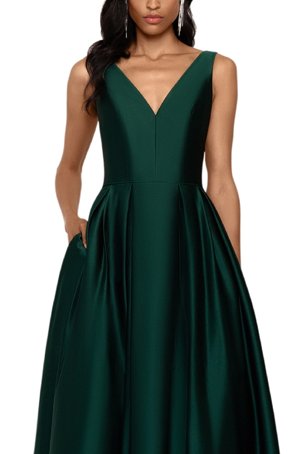 Vestido de baile Betsy &amp; Adam feminino de cetim alto e baixo, verde, tamanho 10