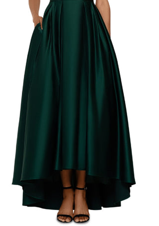 Vestido de baile Betsy &amp; Adam feminino de cetim alto e baixo, verde, tamanho 10