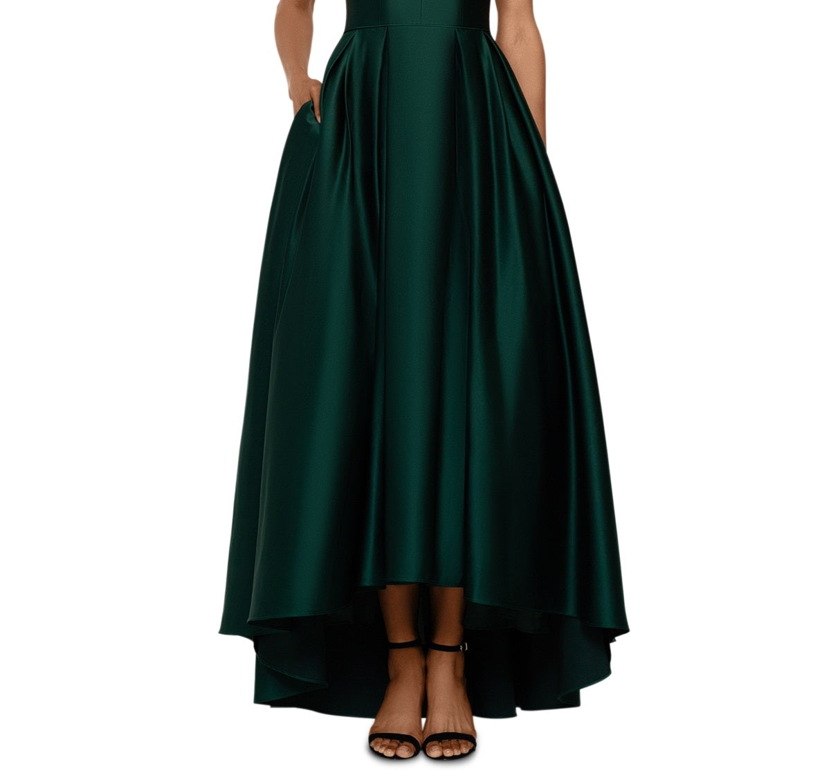 Vestido de baile Betsy &amp; Adam feminino de cetim alto e baixo, verde, tamanho 14