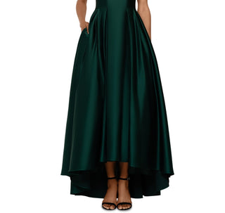 Vestido de baile Betsy &amp; Adam feminino de cetim alto e baixo, verde, tamanho 14