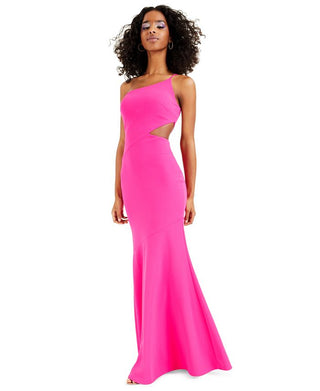 Vestido de crepe com recorte de um ombro só feminino Betsy &amp; Adam, rosa, tamanho 8