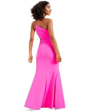 Vestido de crepe com recorte de um ombro só feminino Betsy &amp; Adam, rosa, tamanho 8