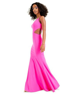 Vestido de crepe com recorte de um ombro só feminino Betsy &amp; Adam, rosa, tamanho 8