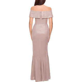 Vestido Betsy &amp; Adam Feminino Ombro a Ombro Brilho Rosa Tamanho 8
