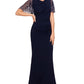 Vestido feminino Betsy &amp; Adam com mangas com contas, azul, tamanho 4