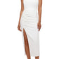 Vestido midi de um ombro só feminino Betsy &amp; Adam, branco, tamanho 4