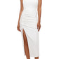 Vestido midi de um ombro só feminino Betsy &amp; Adam, branco, tamanho 12