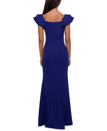 Vestido de alças com babados Betsy &amp; Adam feminino, azul, tamanho 4