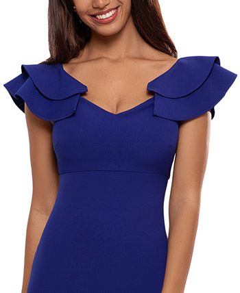 Vestido de alças com babados Betsy &amp; Adam feminino, azul, tamanho 4